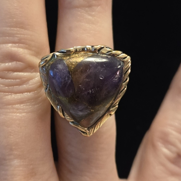 Studio Barse Goldtone Ring with Purple Gemstone - Picture 2 of 10